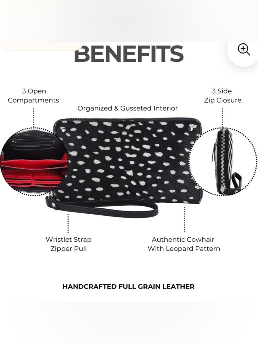 Latico Tulum Wallet. Brand New. Black & Ivory Spot Wristlet Clutch Sleek Leather - Picture 5 of 10